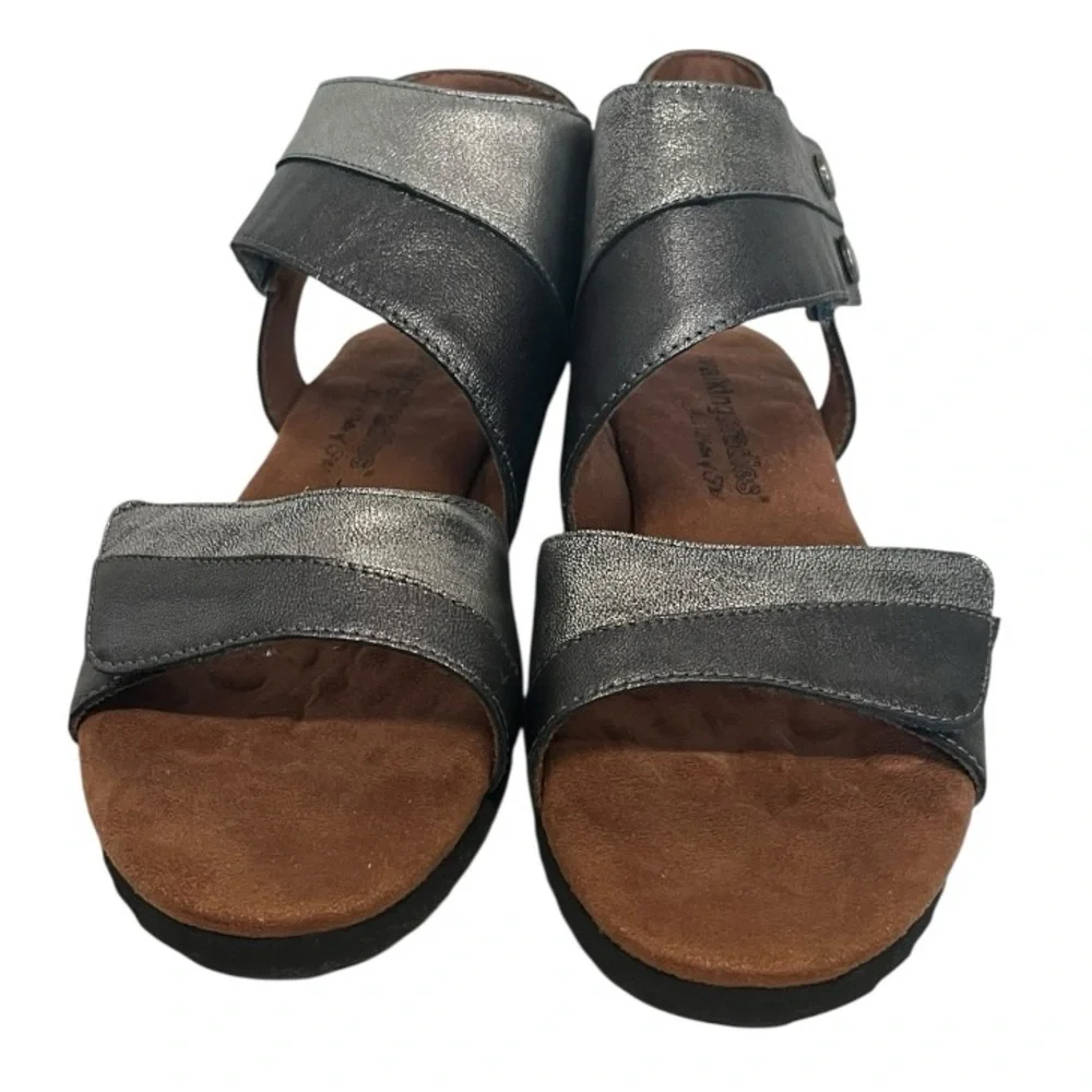 WALKING‎ CRADLES | Calista Pewter Gunmetal Ankle Wrap Sandals 7.5